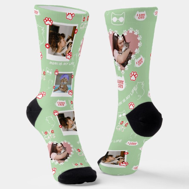 Benutzerdefinierte Katzensocken mit Foto - Persona Socken (Gewinkelt)