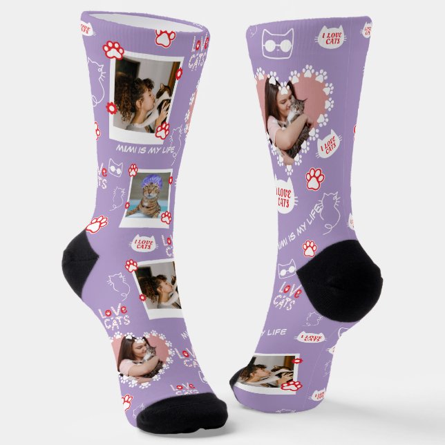 Benutzerdefinierte Katzensocken mit Foto - Persona Socken (Gewinkelt)