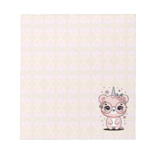 Benutzerdefinierte Kawaii-Einhorn-Bär-Gesichts-Blu Notizblock