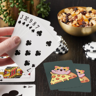 Benutzerdefinierte Kawaii-Katze, die eine Pepperon Spielkarten