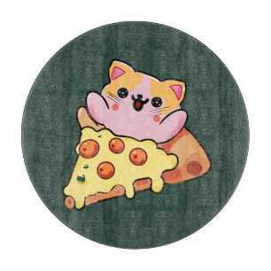 Benutzerdefinierte Kawaii-Katze, die Pepperoni-Piz Schneidebrett