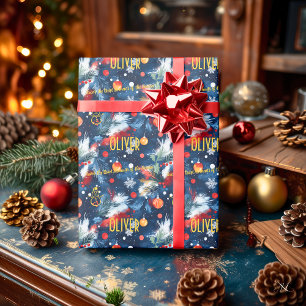 Benutzerdefinierte Kiefer und Ornamente Weihnachte Geschenkpapier