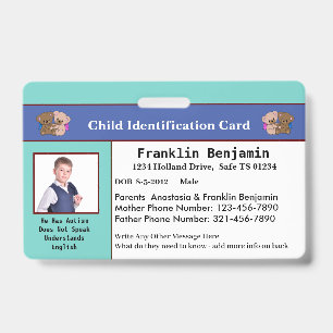 Benutzerdefinierte Kinder-Foto-ID-Identifikationsk Ausweis