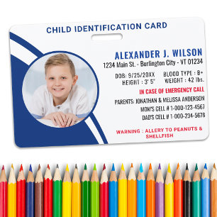 Benutzerdefinierte Kinder-Foto-Notfall-ID Ausweis