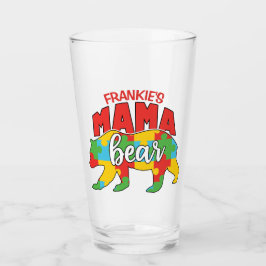 Benutzerdefinierte Kinder NAME Mama Bear Autismus  Glas