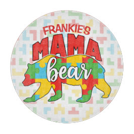 Benutzerdefinierte Kinder NAME Mama Bear Autismus  Schneidebrett