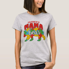 Benutzerdefinierte Kinder NAME Mama Bear Autismus  T-Shirt