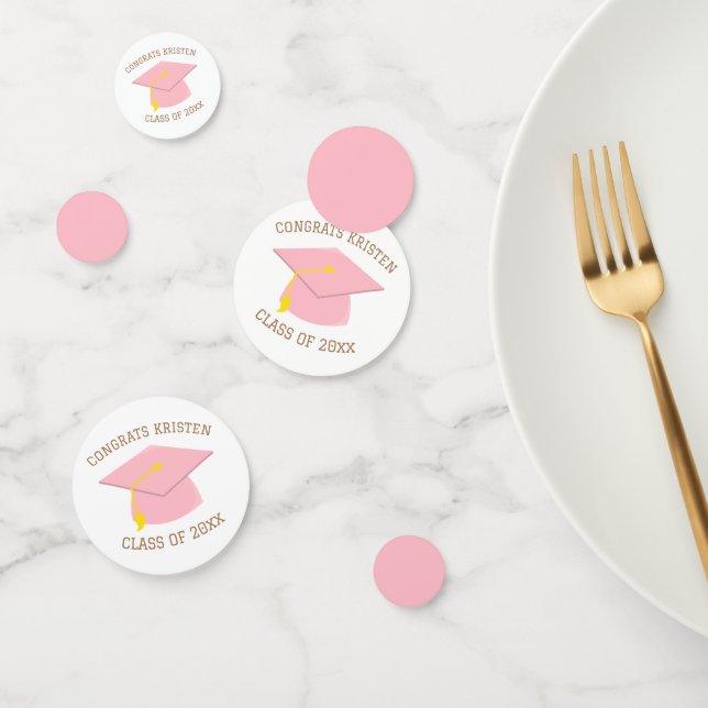 Benutzerdefinierte Klasse von rosa Graduationskapp Konfetti (Gruppe)