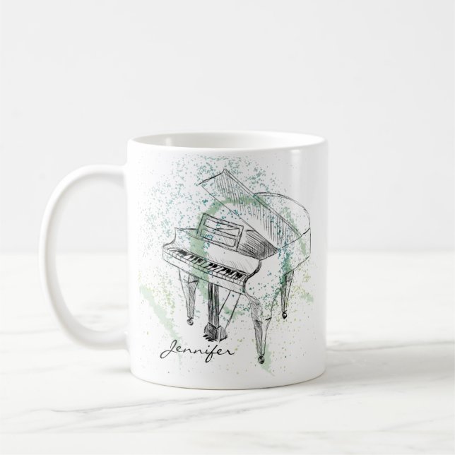 Benutzerdefinierte Klavierillustrationskunst Zeich Kaffeetasse (Links)