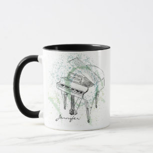 Benutzerdefinierte Klavierillustrationskunst Zeich Tasse