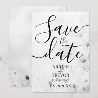 Benutzerdefinierte kleine B&W-Blumen-Hochzeit Save The Date