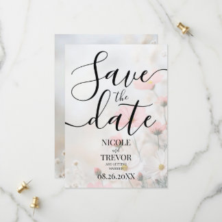 Benutzerdefinierte kleine weiche rote Blumen Hochz Save The Date