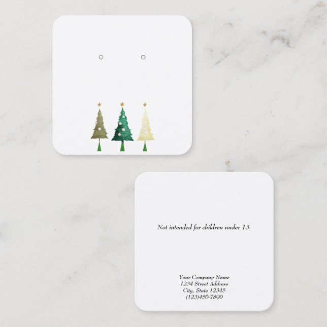 Benutzerdefinierte kleine Weihnachtsbaum-Ohrring-D Telefonnummerkarte (Vorne/Hinten)