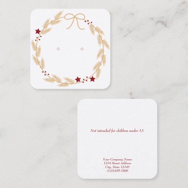 Benutzerdefinierte kleine Weihnachtskranke Ohrkart Telefonnummerkarte (Vorne/Hinten)