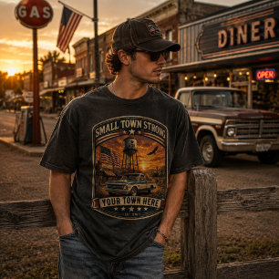 Benutzerdefinierte Kleinstadt Stark Vintage Golden T-Shirt