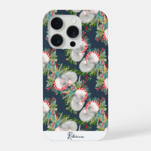Benutzerdefinierte Koala-Weihnachten Blau iPhone 15 Pro Hülle