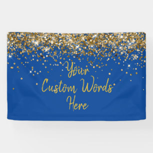 Benutzerdefinierte Kobaltblau-Gold-Geburtstagsfeie Banner