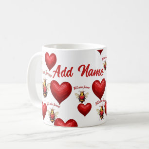 Benutzerdefinierte Königin Biene der Herzen Kaffeetasse