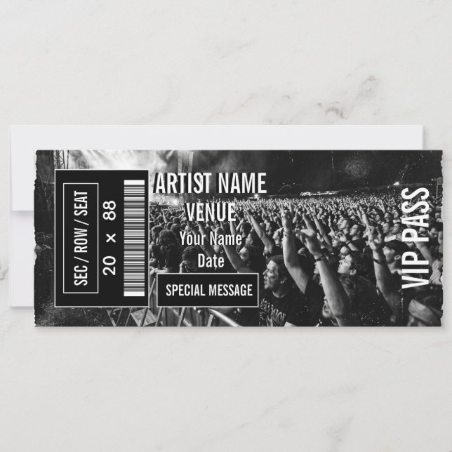 Benutzerdefinierte Konzert-Ticket-Geschenkidee DIY Einladung (Vorderseite)