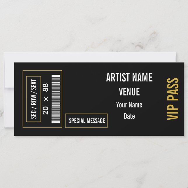 Benutzerdefinierte Konzert-Ticket-Geschenkidee DIY Einladung (Vorderseite)