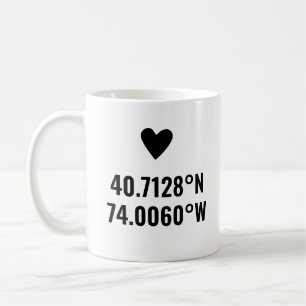 Benutzerdefinierte Koordinaten Längengrad Latitude Kaffeetasse