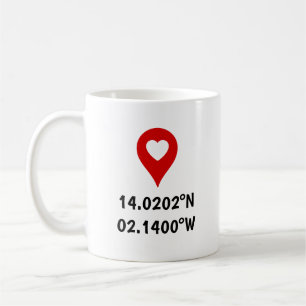 Benutzerdefinierte Koordinaten Ort Valentinstag-Ge Kaffeetasse