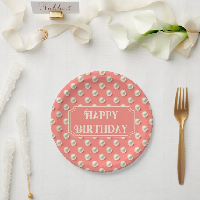 Benutzerdefinierte Korallenpapierplatten mit Perle Pappteller (Hochzeit)