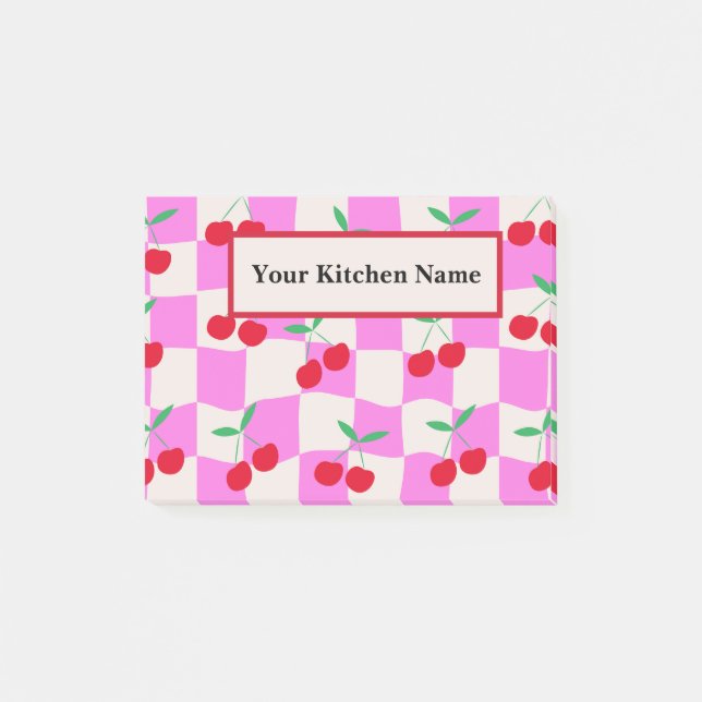 Benutzerdefinierte Kreuze auf rosafarbenen Checker Post-it Klebezettel (Vorderseite)