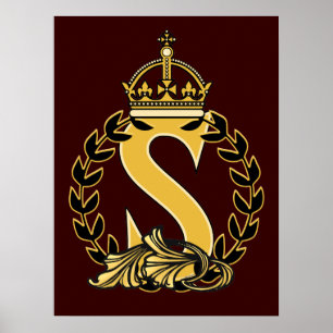 Benutzerdefinierte Kronenmonogramm - S Poster