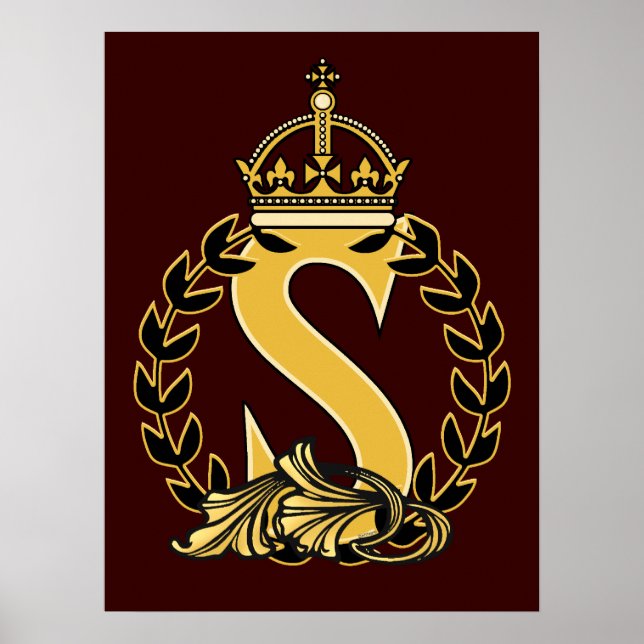 Benutzerdefinierte Kronenmonogramm - S Poster (Vorne)