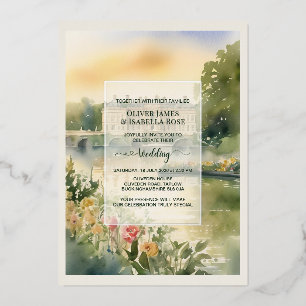 Benutzerdefinierte Kunst Cliveden House Hochzeitse Folieneinladung