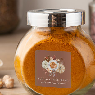 Benutzerdefinierte Kürbisgewürzmischung Etikett Quadratischer Aufkleber