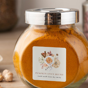 Benutzerdefinierte Kürbisgewürzmischung Favor Quadratischer Aufkleber