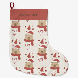 Benutzerdefinierte Kuschel-Capybara-Weihnachten Großer Weihnachtsstrumpf