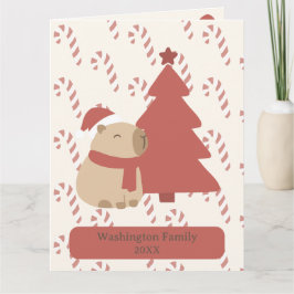 Benutzerdefinierte Kuschel-Capybara-Weihnachten Karte