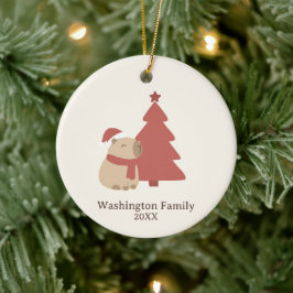 Benutzerdefinierte Kuschel-Capybara-Weihnachten Keramik Ornament
