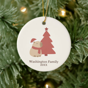 Benutzerdefinierte Kuschel-Capybara-Weihnachten Keramik Ornament