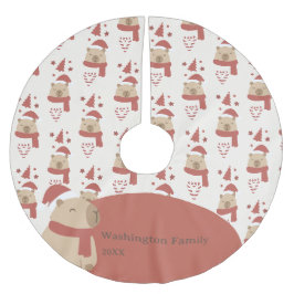 Benutzerdefinierte Kuschel-Capybara-Weihnachten Polyester Weihnachtsbaumdecke