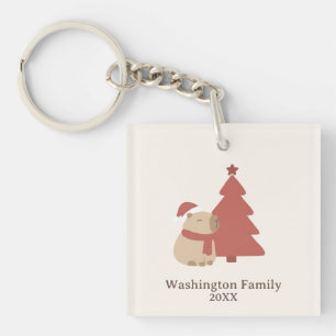 Benutzerdefinierte Kuschel-Capybara-Weihnachten Schlüsselanhänger