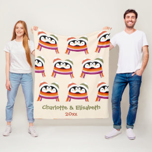 Benutzerdefinierte Kuschel-Lesben-Pinguine Weihnac Fleecedecke
