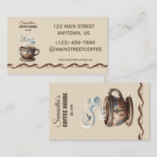 Benutzerdefinierte Küsten-Café-Branding  Visitenkarte