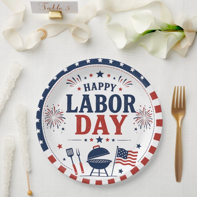 Benutzerdefinierte Labor-Day-Papierplatten für pat Pappteller (Hochzeit)