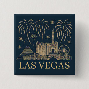 Benutzerdefinierte Las Vegas Skyline Gold Linie Ku Button
