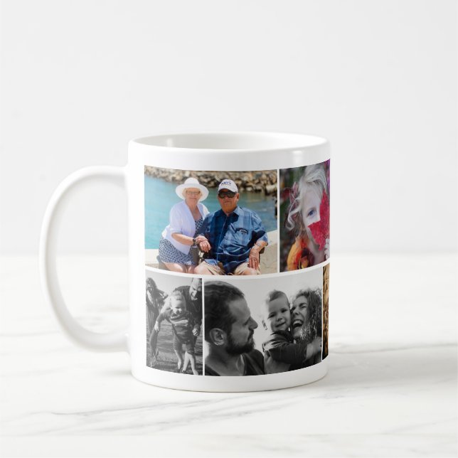 Benutzerdefinierte Lässige 8-Foto-Collage Kaffeetasse (Links)