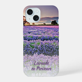 Benutzerdefinierte Lavande En Provence Sonnenunter iPhone 15 Hülle