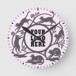 Benutzerdefinierte Lavendel-Nebel-Spielkatzenuhr Runde Wanduhr