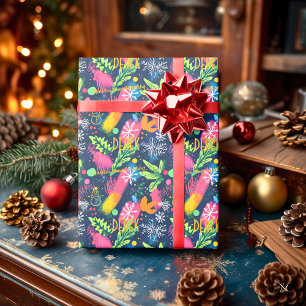 Benutzerdefinierte lebendige Feiertagsbepflanzung  Geschenkpapier