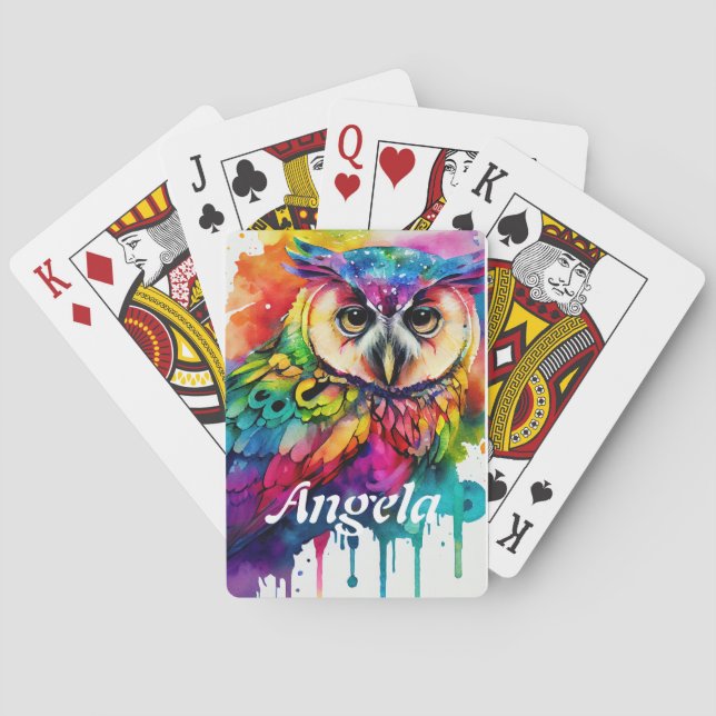 Benutzerdefinierte, lebendige Wasserfarben-Auwl-Ka Spielkarten (Rückseite)