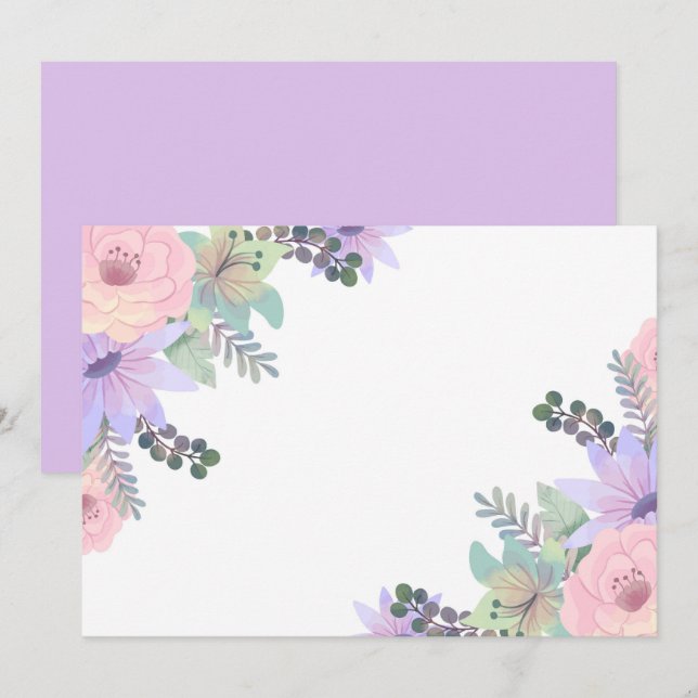 Benutzerdefinierte leere lila rosa Blumen Save The Date (Vorne/Hinten)