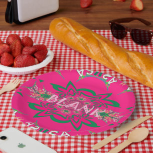 Benutzerdefinierte Leere Zitat Rosa Florale Papier Pappteller